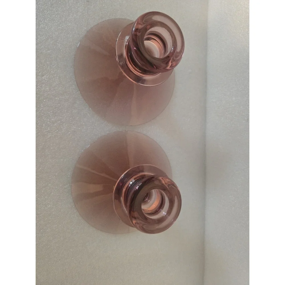 Vtg Purple Manganese Glass Tapper Candle Holders‎ Set UV Light Fostoria Orchid